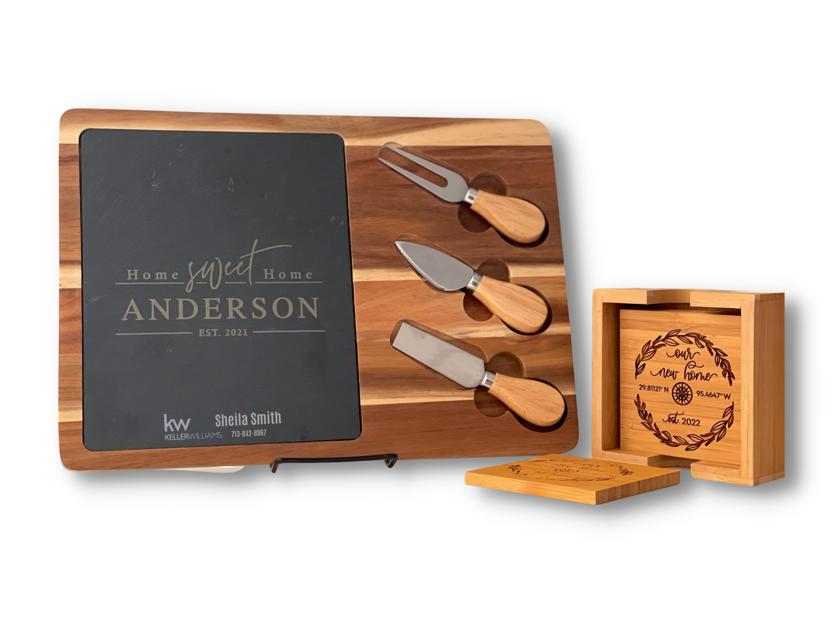 Custom Cheese set + Coaster - Closing Gift Set