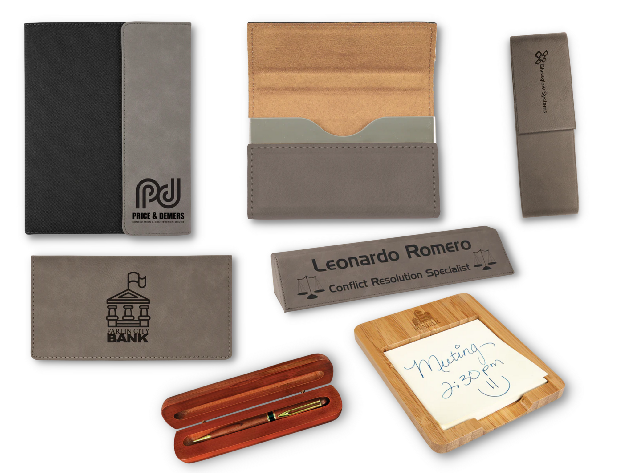 ULTIMATE BUSINESS GIFT SET PORTFOLIO PEN CASE BUSINESS CARD CASES CHECK BOOK COVERS DESK NAME WIDGETS STICKY NOTE HOLDER