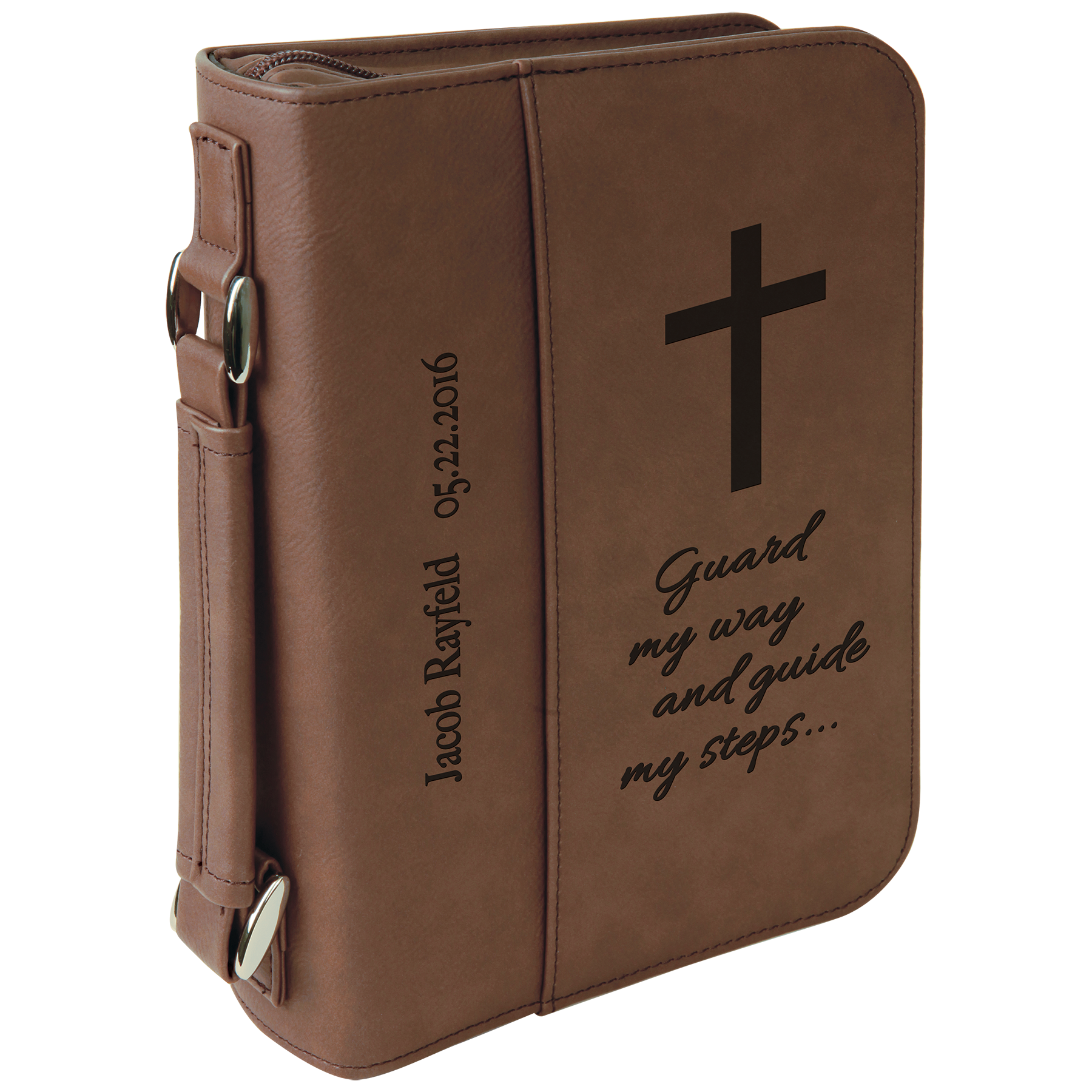 6 3/4" x 9 1/4" Leatherette Book/Bible Cover with Handle & Zipper