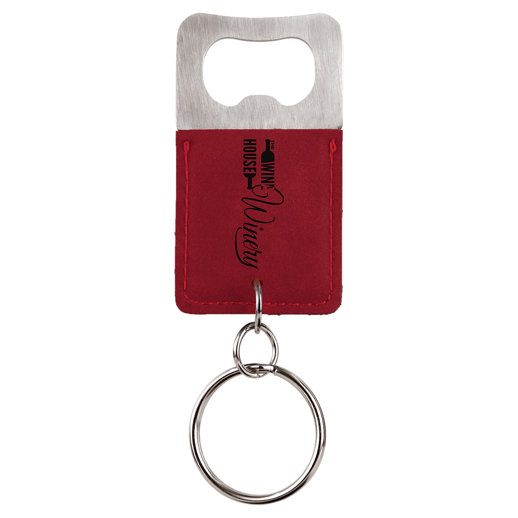 Rectangle Leatherette Bottle Opener Keychain
