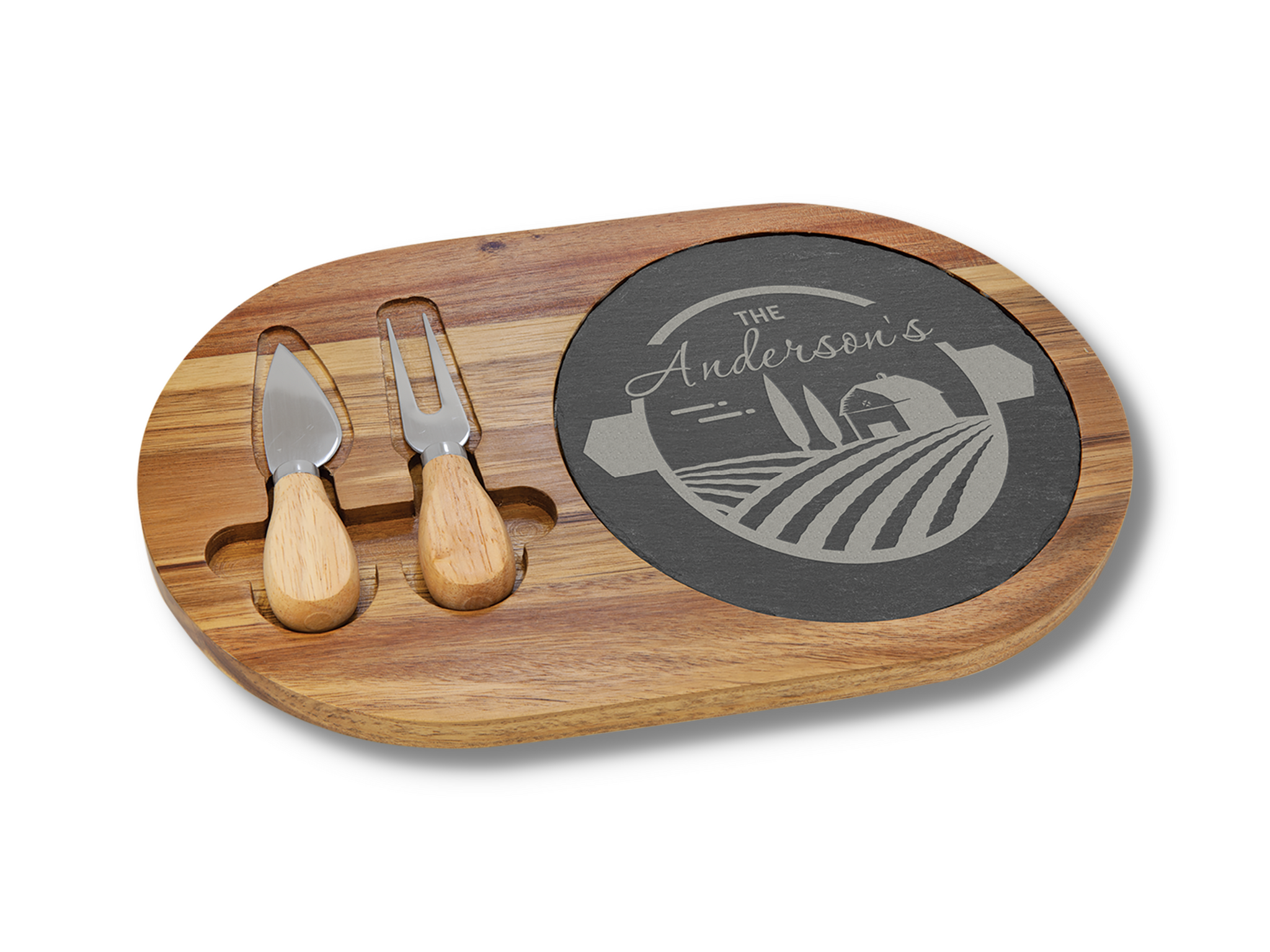 Custom Oval Cheese Set with Two Tools