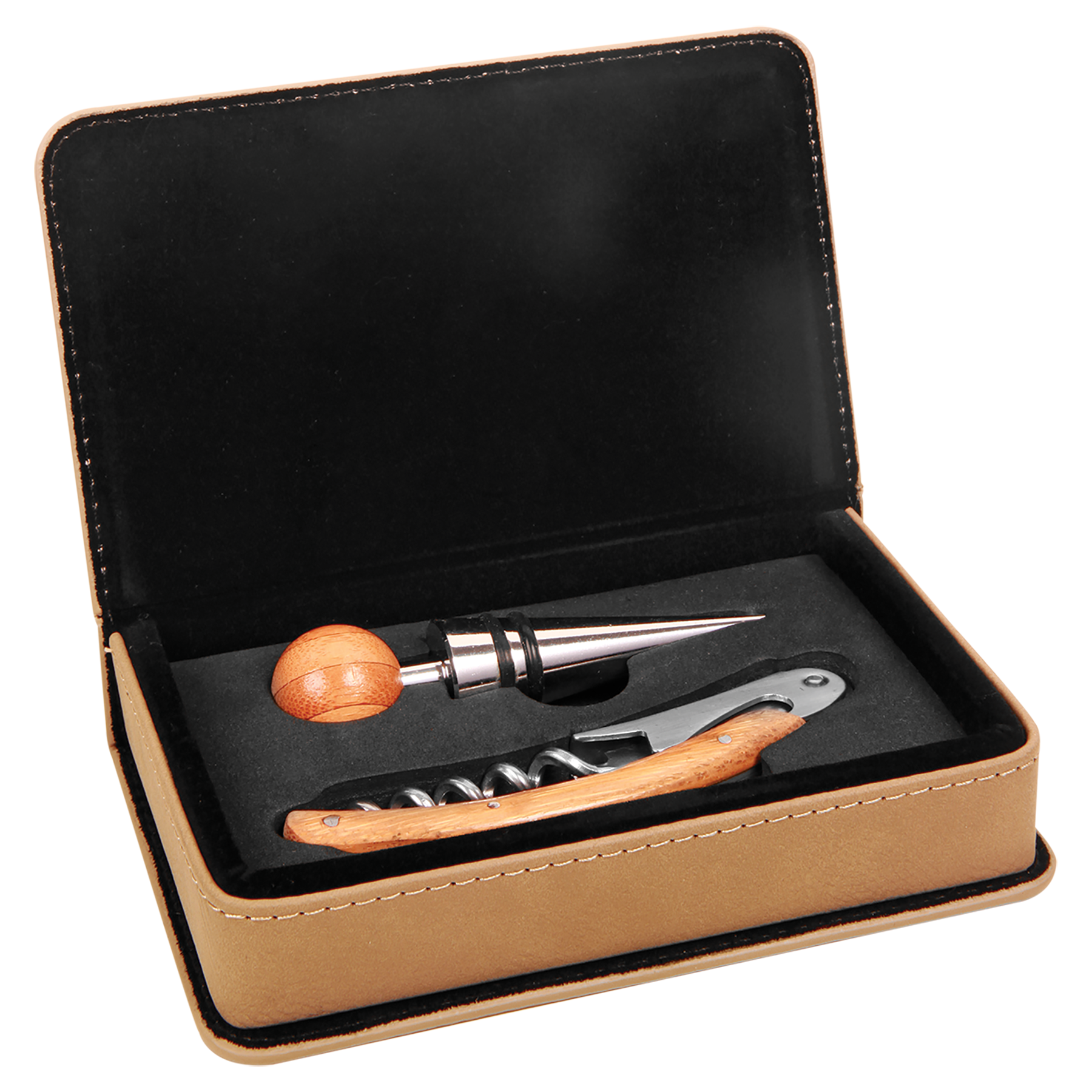 Leatherette 2-Piece Wine Tool Set