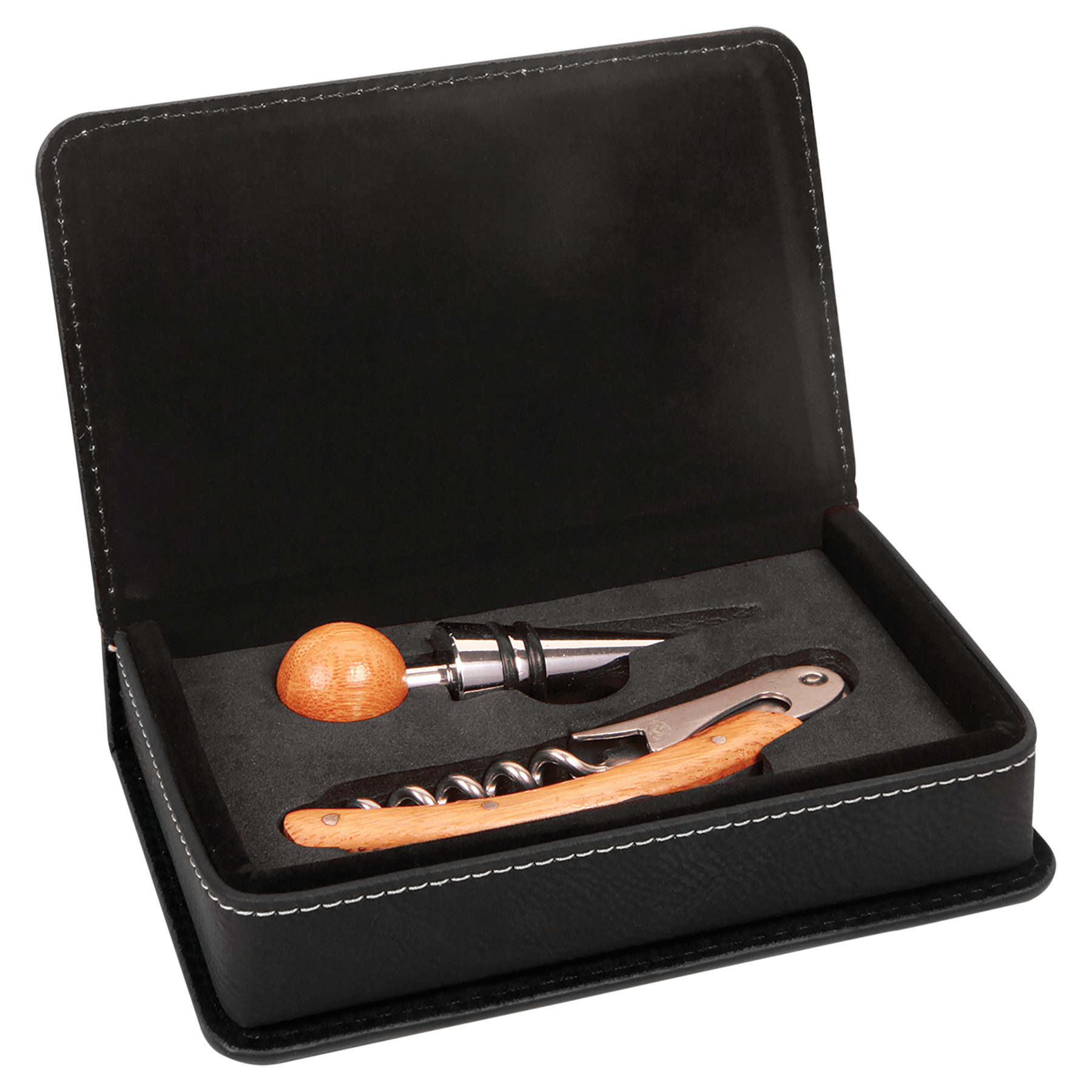 Leatherette 2-Piece Wine Tool Set