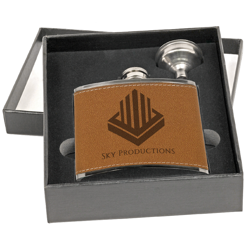 6 oz. Flask Set in Black Presentation Box