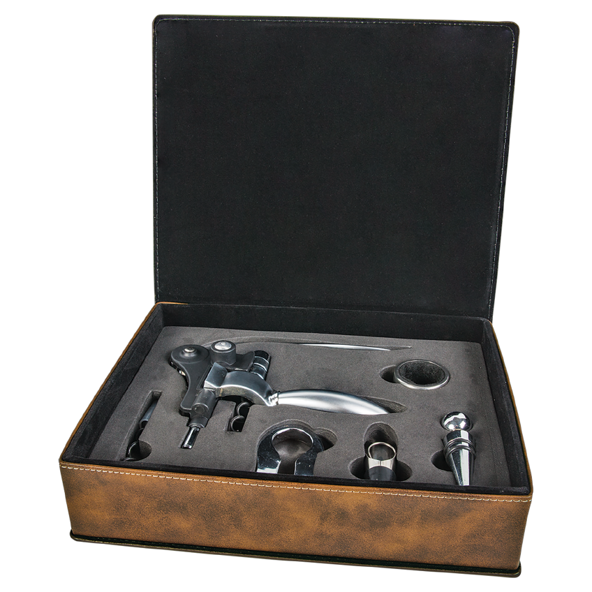 Leatherette 5-Piece Wine Tool Gift Set